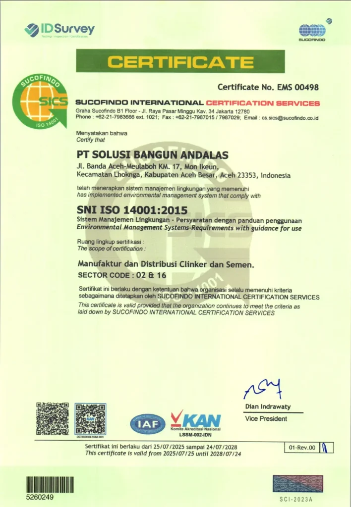 Sertifikat ISO 14001 – Sistem Manajemen Lingkungan